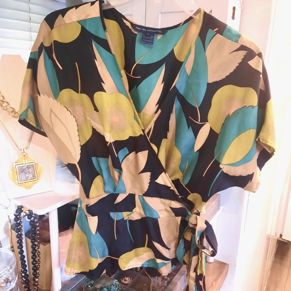 French Connection Silk Wrap Blouse